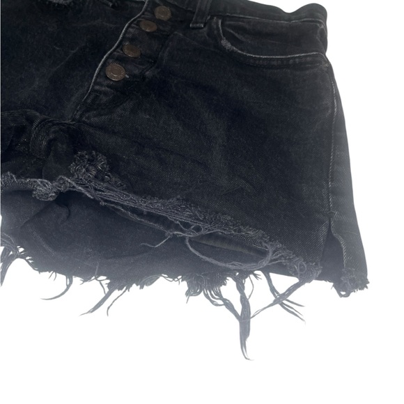 🌸 Abercrombie & Fitch The Mom Short – High Rise Black Denim Shorts 25/0 – Raw E - Picture 5 of 12